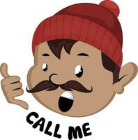 Man with mustache and beanie - call me vector