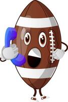 Football character on the phone vector