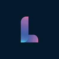 the letter l is made up of a blue and pink color vector