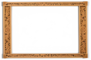 AI generated Wooden Frame With Beautiful Traditional Carvings PNG Transparent Background