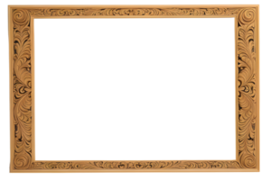 AI generated Wooden Frame With Beautiful Traditional Carvings PNG Transparent Background