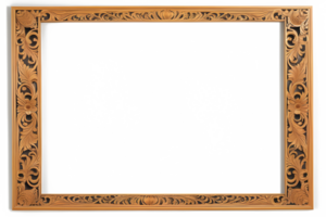 AI generated Wooden Frame With Beautiful Traditional Carvings PNG Transparent Background