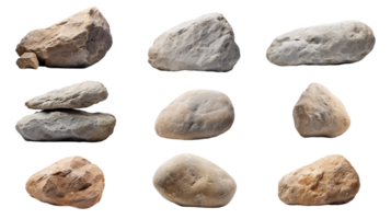 AI generated Collection of PNG. Stones isolated on a transparent background. png