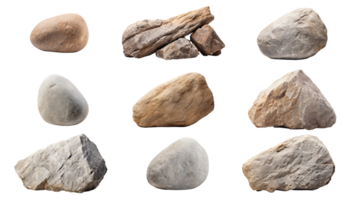 AI generated Collection of PNG. Stones isolated on a transparent background. png