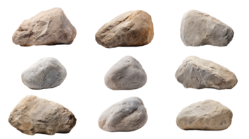 AI generated Collection of PNG. Stones isolated on a transparent background. png