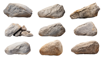 AI generated Collection of PNG. Stones isolated on a transparent background. png