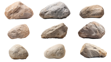 AI generated Collection of PNG. Stones isolated on a transparent background. png