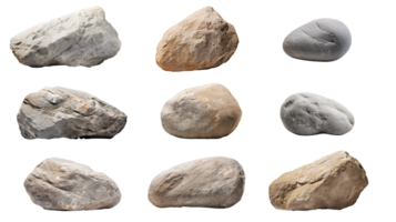 ai generato collezione di png. pietre isolato su un' trasparente sfondo. png