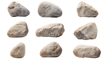 ai généré collection de png. des pierres isolé sur une transparent Contexte. png