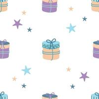 Hand drawn christmas gift seamless pattern vector