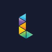 the letter l is made up of colorful triangles vector