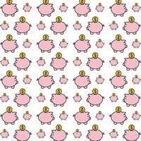 Piggy bank repeating smart trendy pattern colorful background vector