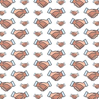 Hand shake repeating smart trendy pattern colorful background vector
