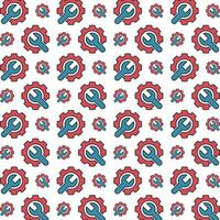 Gear and Wrench repeating smart trendy pattern colorful background vector