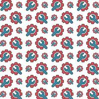 Gear and Wrench repeating smart trendy pattern colorful background vector