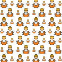 Construction worker repeating smart trendy pattern colorful background vector