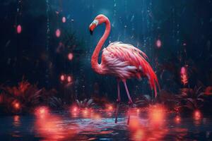 AI generated Beautiful Flamingo bird Ai generated photo