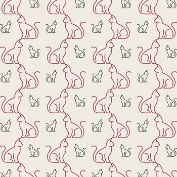 Cute cat repeating smart trendy pattern colorful background vector