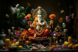 AI generated Beautiful Lord Ganesh AI generated photo