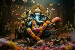 AI generated Beautiful Lord Ganesh AI generated photo