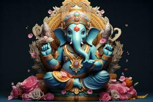 AI generated Beautiful Lord Ganesh AI generated photo