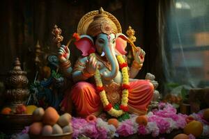 AI generated Beautiful Lord Ganesh AI generated photo