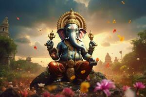 AI generated Beautiful Lord Ganesh AI generated photo