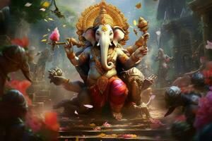 AI generated Beautiful Lord Ganesh AI generated photo