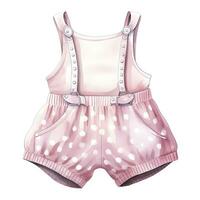 AI generated Pink baby girl romper in watercolors on a white background. AI Generated photo