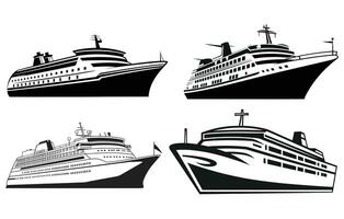 Cruise Ship Vector Silhouette,Ship sign icon, vector icon