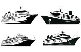 Cruise Ship Vector Silhouette,Ship sign icon, vector icon