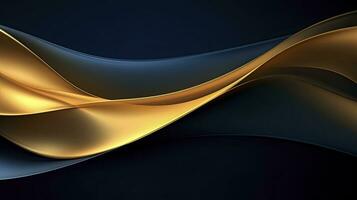 AI generated Gold and navy blue waves abstract. AI Generated. photo