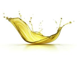 AI generated Olive or engine oil splash, cosmetic serum liquid isolated on white background. Generative AI photo