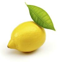 AI generated Lemon with leaf isolated on white background. AI Generated photo