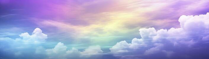 AI generated Rainbow sky with fluffy clouds. Multicolored toned sky. AI Generated. photo