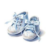 AI generated Watercolor newborn small shoes isolated white background. AI Generated photo