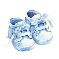 AI generated Watercolor newborn small shoes isolated white background. AI Generated photo