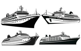 Cruise Ship Vector Silhouette,Ship sign icon, vector icon