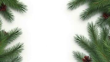 AI generated realistic pine branches christmas background photo