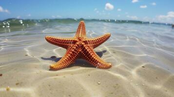 AI generated Starfish in the clear blue water photo