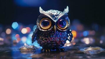 AI generated glistening alien owl. AI Generated photo