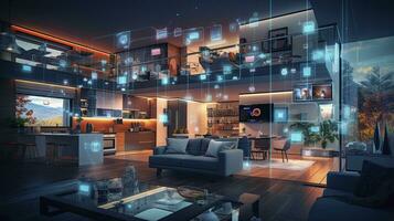 AI generated A Glimpse into the Connected Smart Home of Tomorrow. AI Generated photo