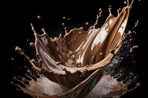 AI generated splash of chocolate or Cocoa. Generative AI photo