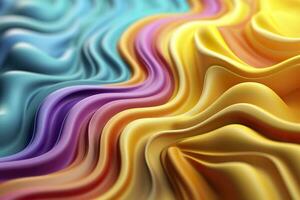 AI generated Abstract 3D Render. Colorful Background Design with Soft, Wavy Waves. Modern Abstract Wave Background. AI Generative photo