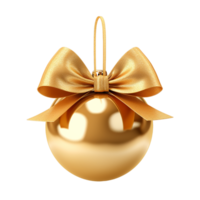 AI generated Golden Shiny Christmas hanging Ball isolated on a transparent background png