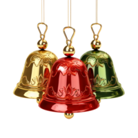 AI generated Decorative christmas ornament with christmas golden bells or jingle bells png