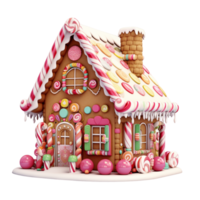 ai gegenereerd Kerstmis peperkoek huis geïsoleerd Aan transparant achtergrond achtergrond png