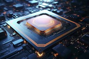 AI generated Futuristic central processor unit. Powerful Quantum CPU motherboard. AI Generated photo