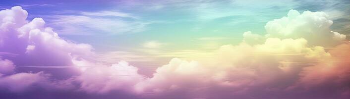 AI generated Rainbow sky with fluffy clouds. Multicolored toned sky. AI Generated. photo