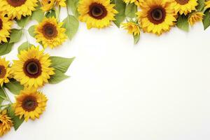 AI generated Sunflower Background with copy shape. AI Generated photo